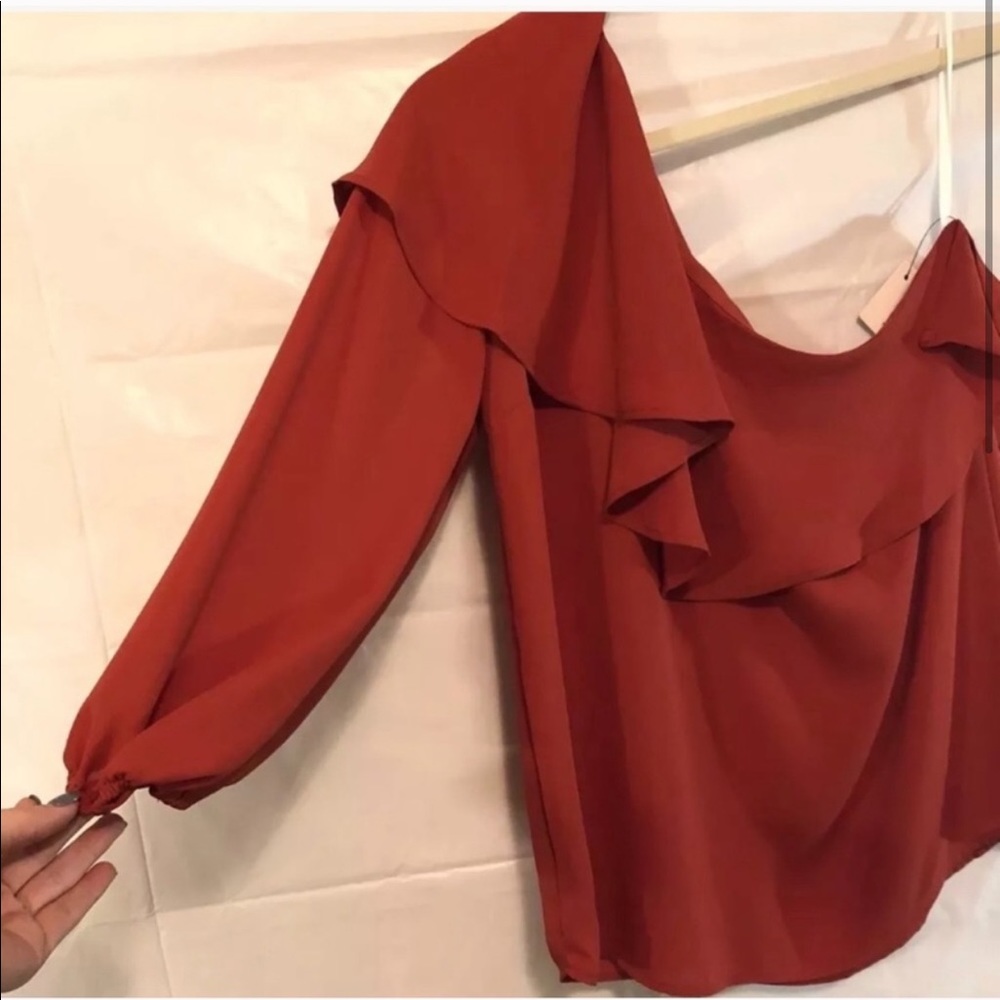 Halogen One Shoulder Ruffle Blouse - Picture 2 of 5